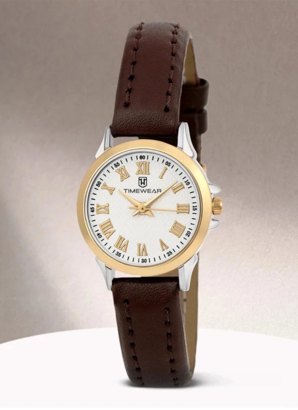 ₹288 | TIMEWEAR Beige Dial Brown Strap Women’s Analog Watch – Elegant Everyday Deal