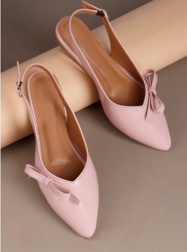 ₹698 | Pink Women’s Bow Mules – Chic Pointed-Toe Style at 72% OFF