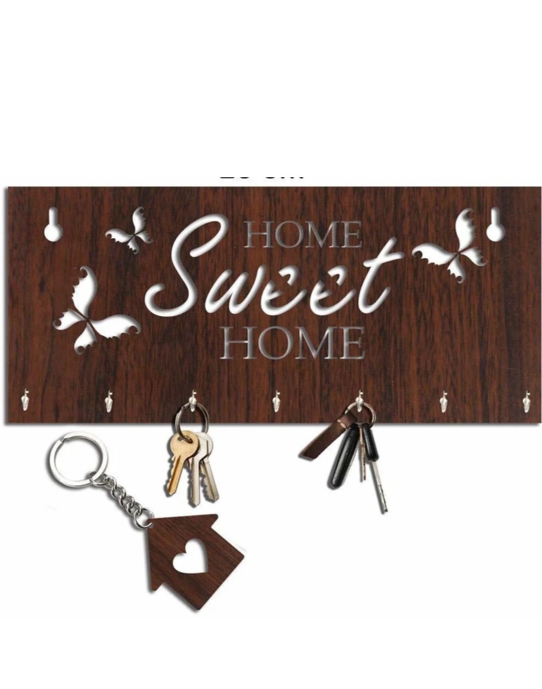 ₹91 Only! Home Sweet Home Wood Key Holder with 7 Hooks