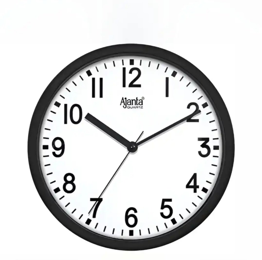 ₹309 Only! Black & White Round Analogue Wall Clock 23cm