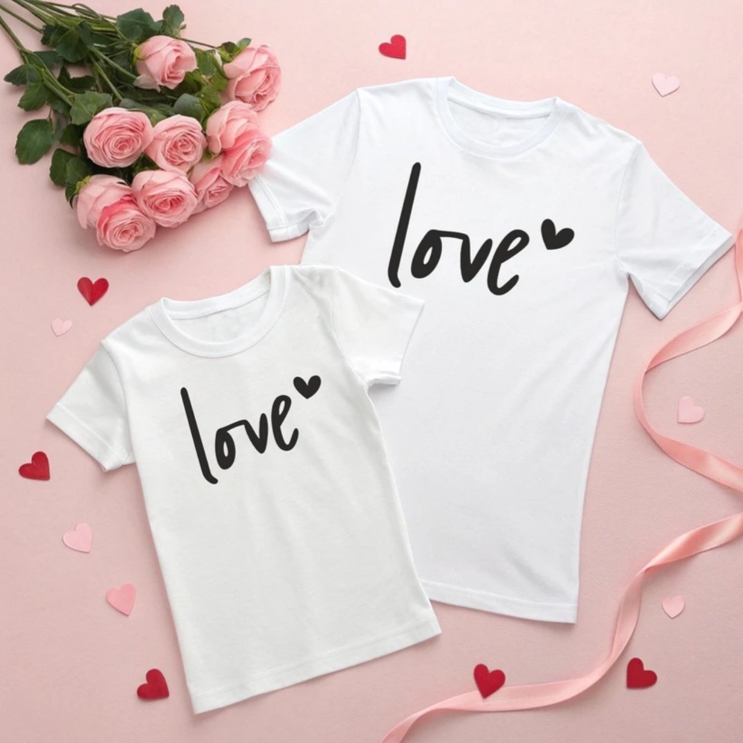 ₹416 Pack of 2 Couple Pure Cotton White T-Shirts | Matching Valentine Tees