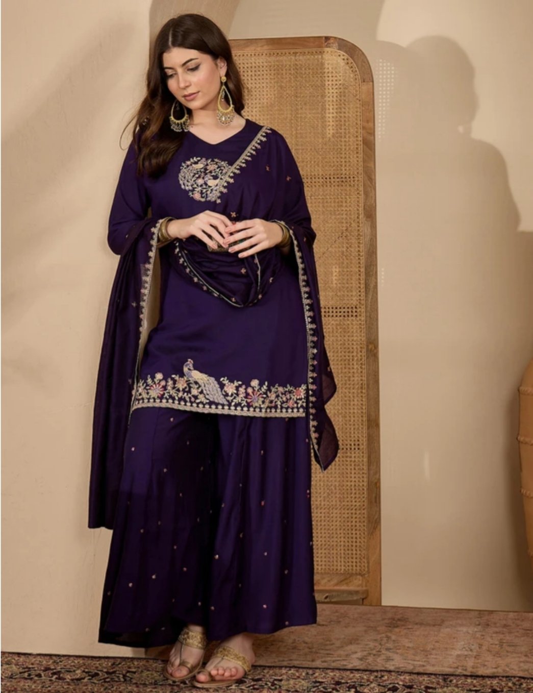₹1,004 – Women Silk Blend Kurta Sharara Dupatta Set | 65% OFF Hot Deal