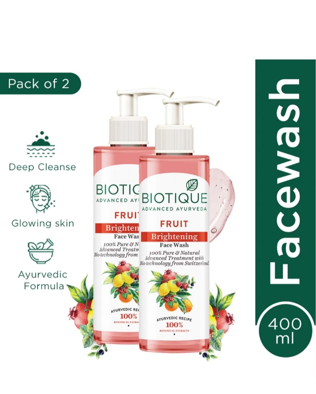 ₹294 Biotique Fruit Brightening Face Wash | Soap-Free Glowing Skin Cleanser 54% OFF