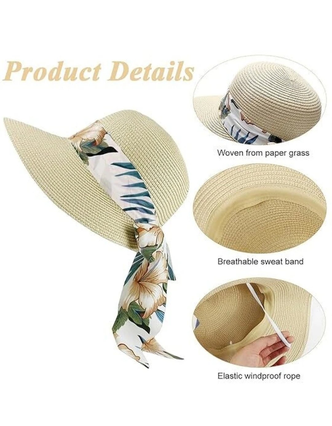 ₹386 Stylish Straw Hat for Women | Wide Brim Summer Beach Sun Hat 61% OFF