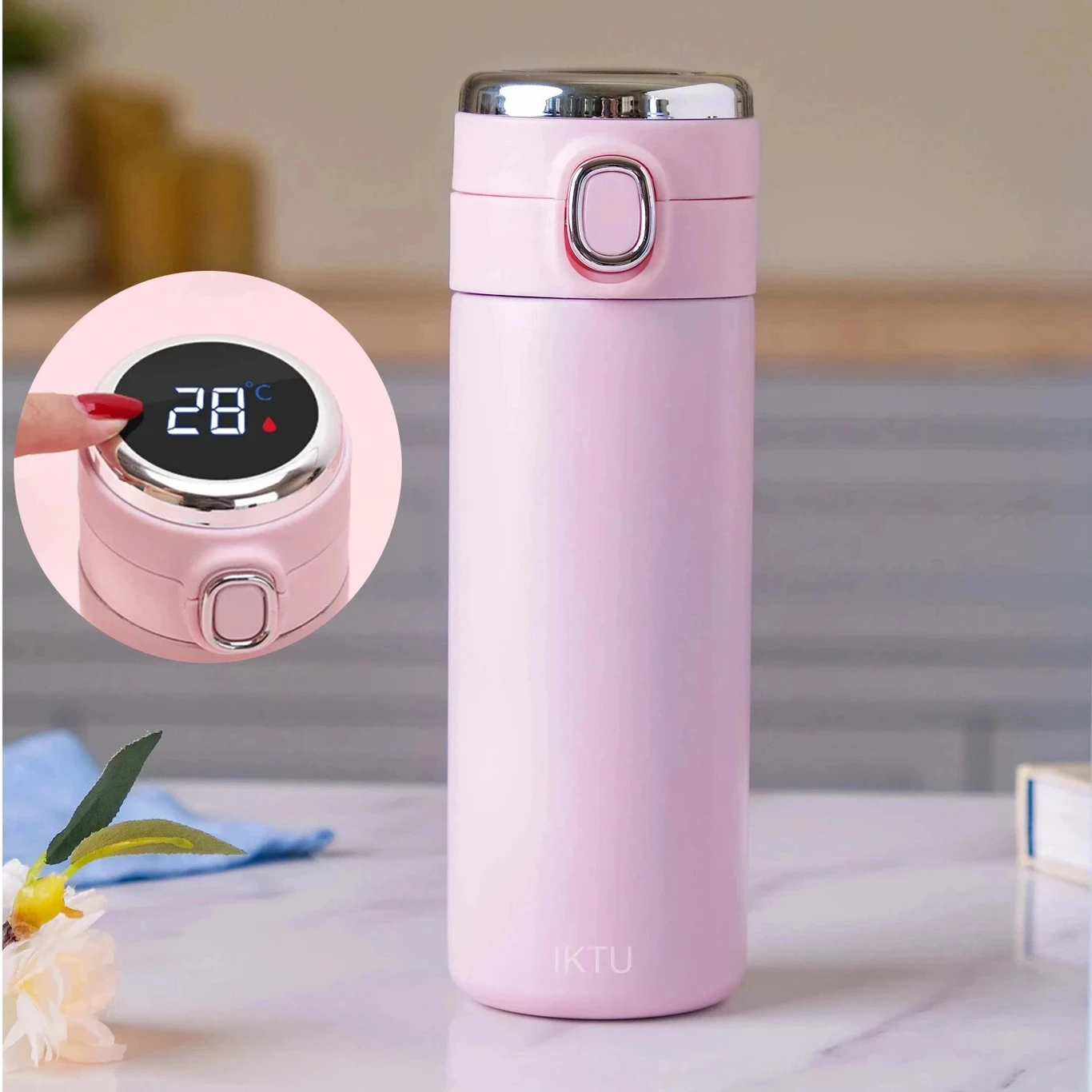 ₹451 Smart LED Temperature Water Bottle 420ml Leakproof Steel Deal