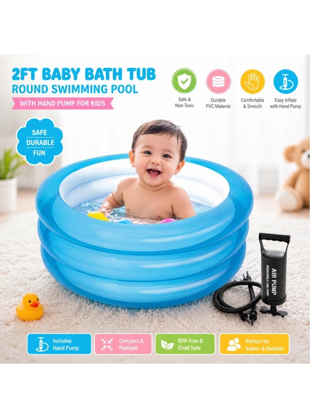 ₹834 Best Baby Swimming Pool India 2.2ft | Inflatable Pool Deal
