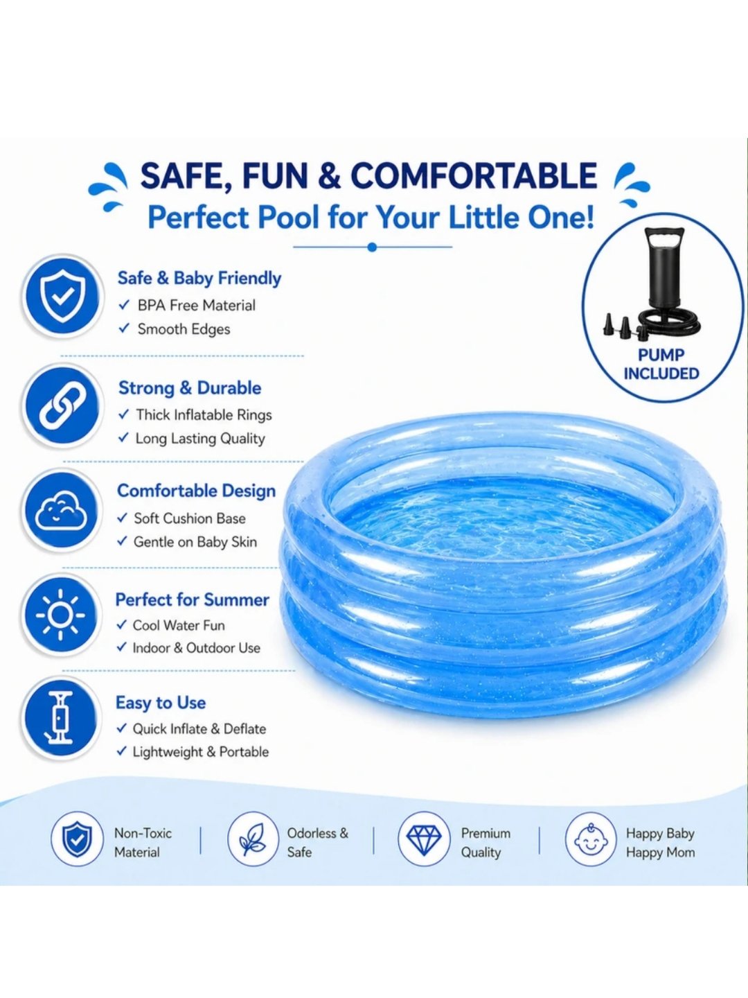 ₹834 Best Baby Swimming Pool India 2.2ft | Inflatable Pool Deal
