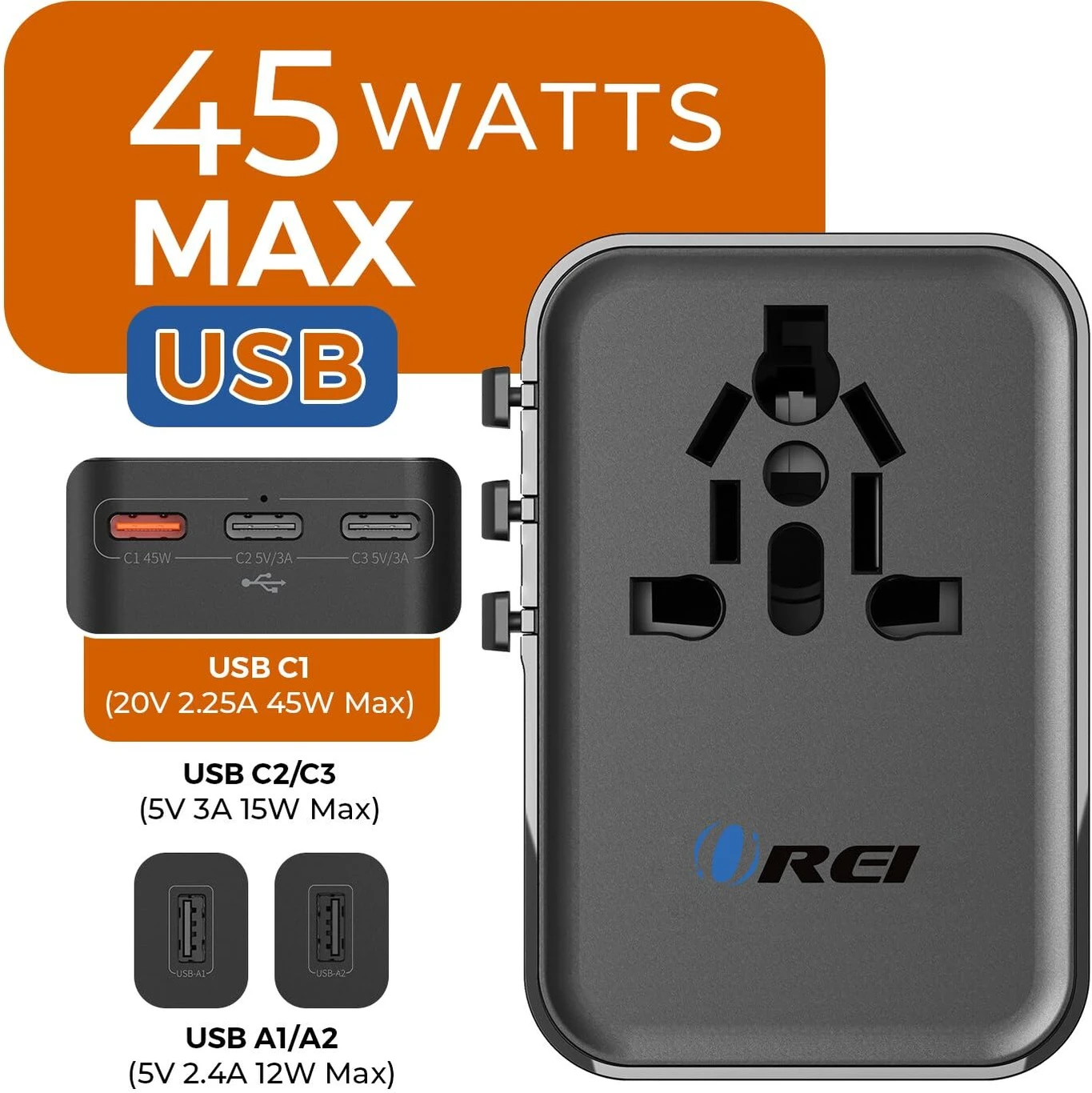 ₹2480 Worldwide Travel Adapter with 45W Fast Charging Support