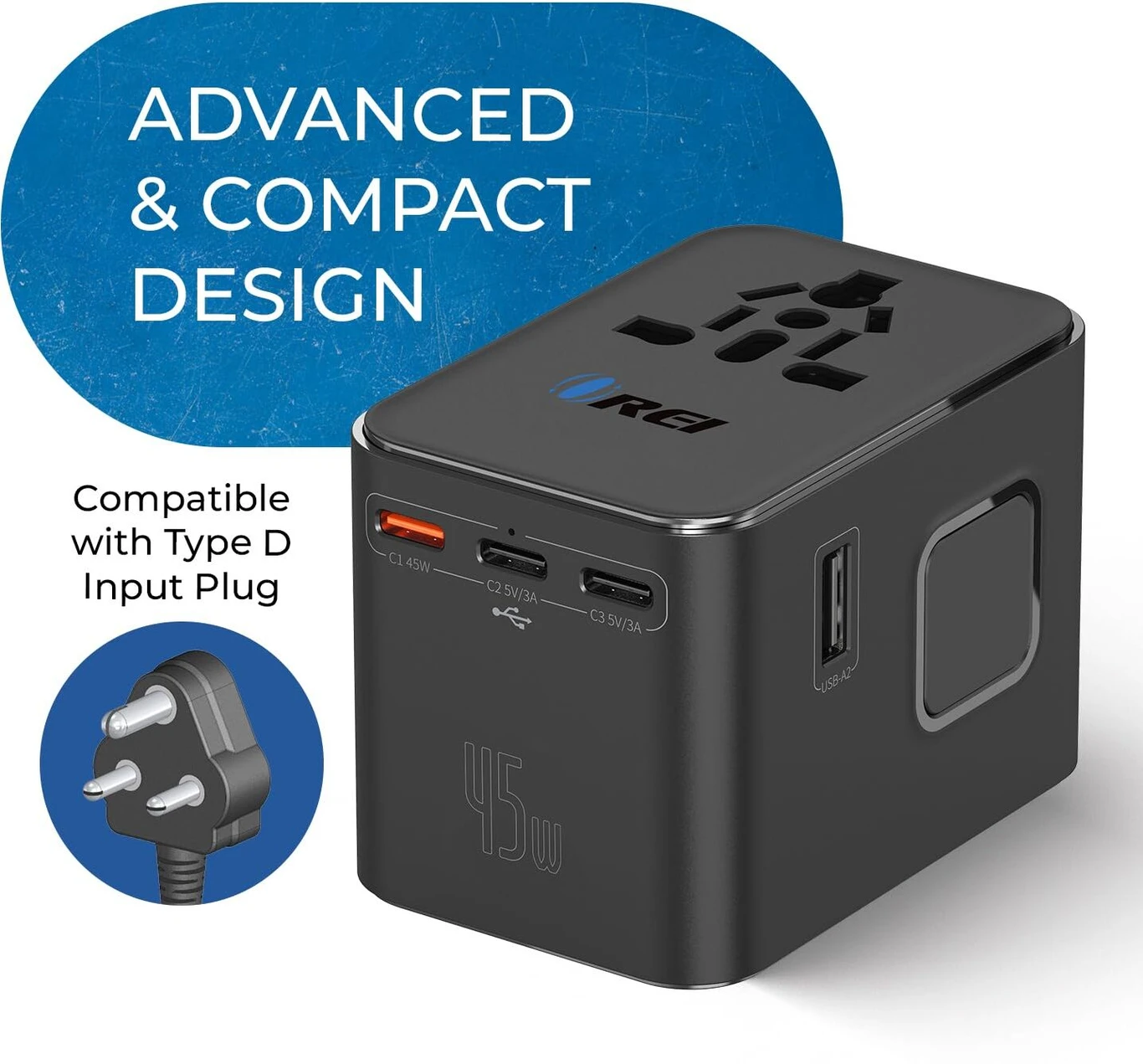 ₹2480 Worldwide Travel Adapter with 45W Fast Charging Support