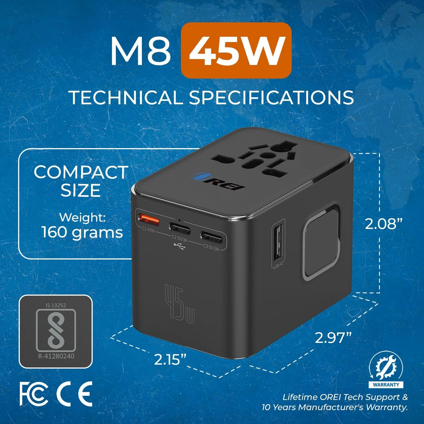 ₹2480 Worldwide Travel Adapter with 45W Fast Charging Support