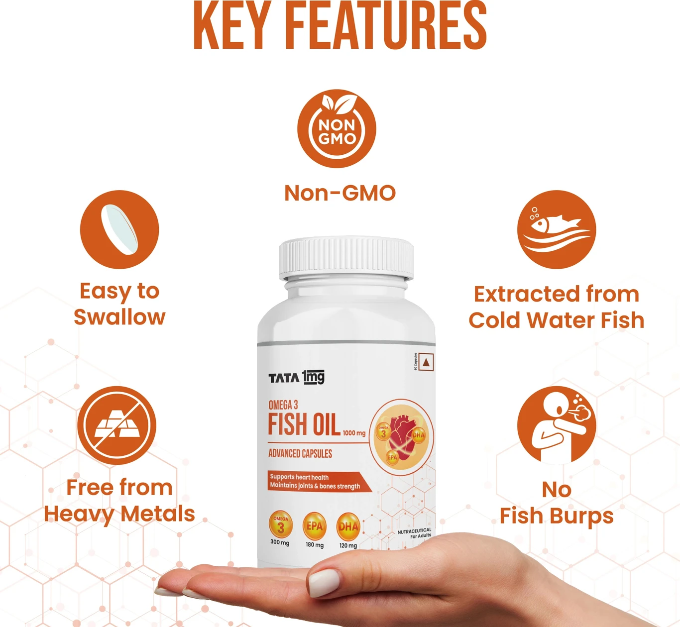 ₹266 Tata 1mg Fish Oil Omega 3 Capsules for Heart & Joint Care
