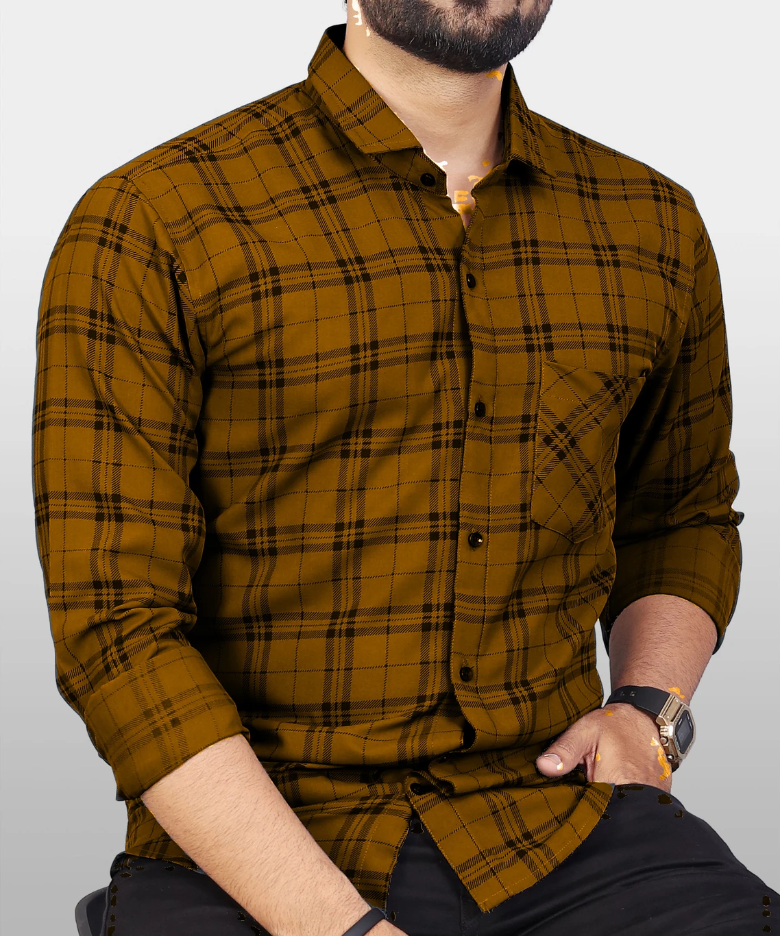 ₹275 Men’s Checkered Casual Shirt Deal | Trendy Brown Black Style