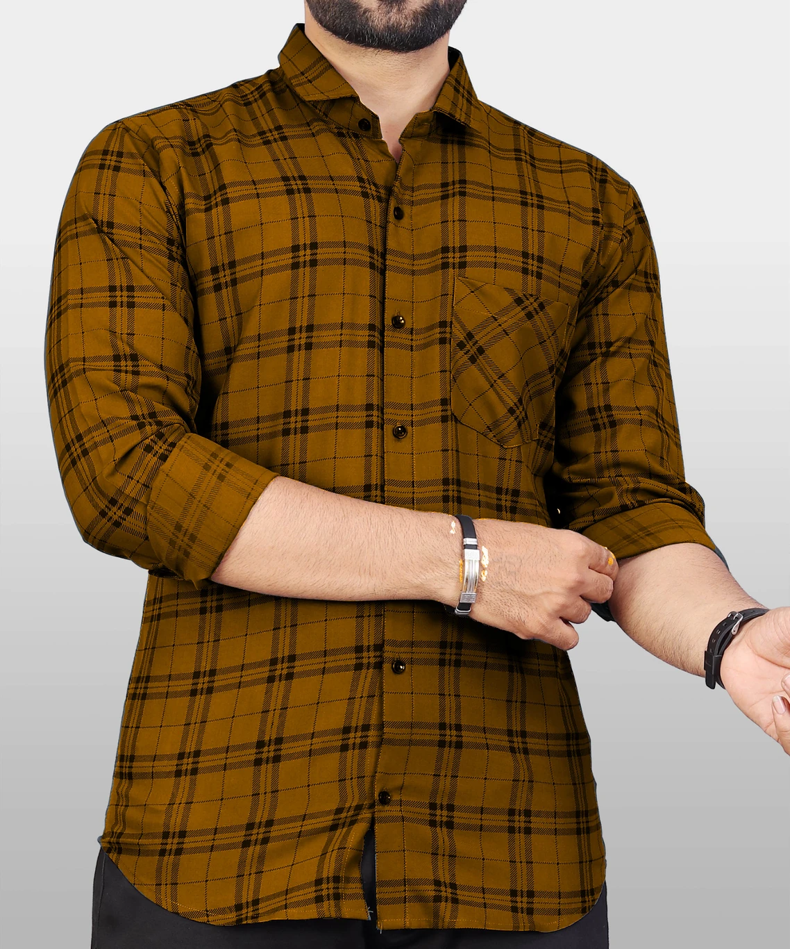 ₹275 Men’s Checkered Casual Shirt Deal | Trendy Brown Black Style