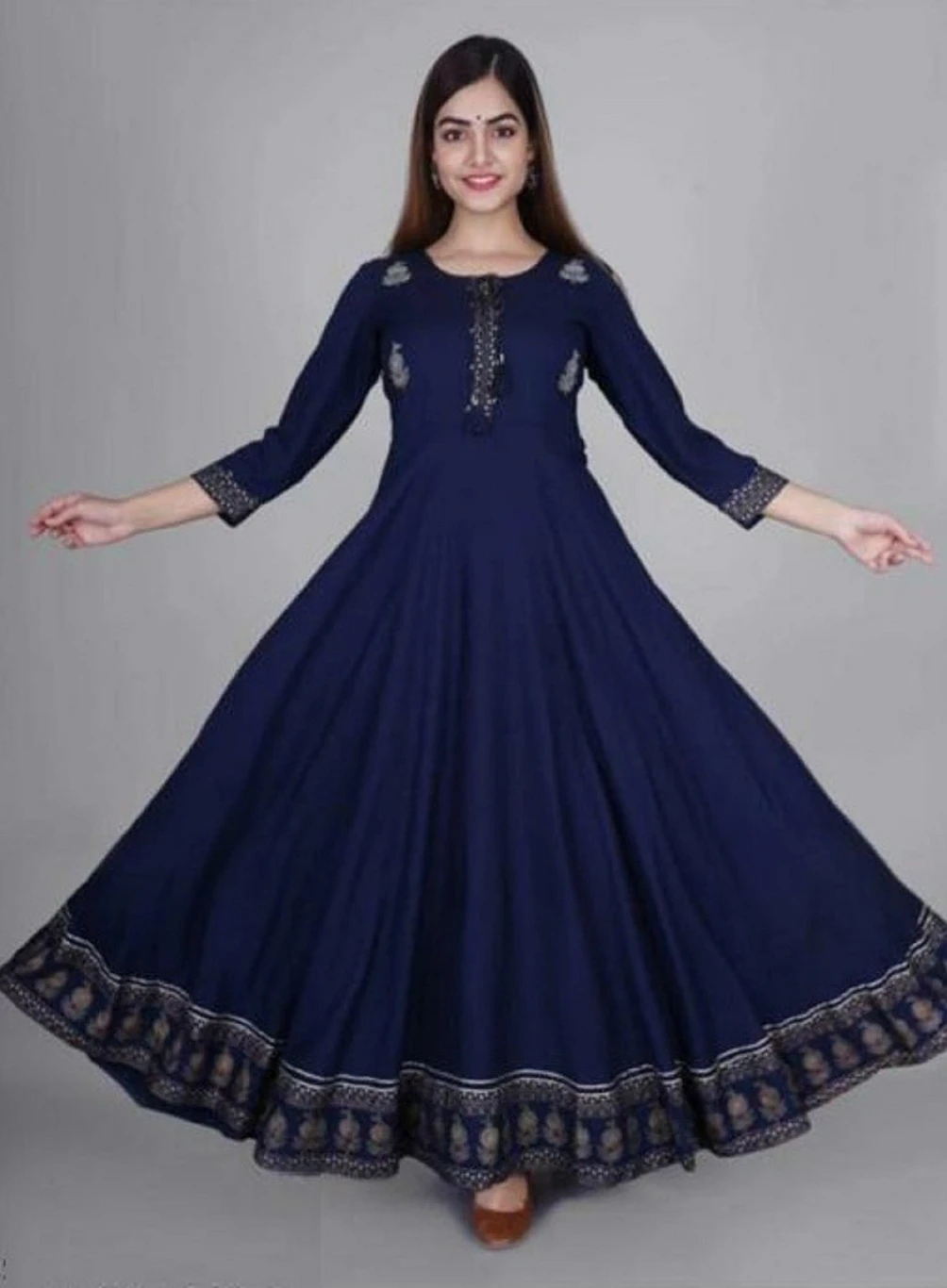 ₹297 Women Printed Anarkali Kurta Stylish Ethnic Wear Deal India