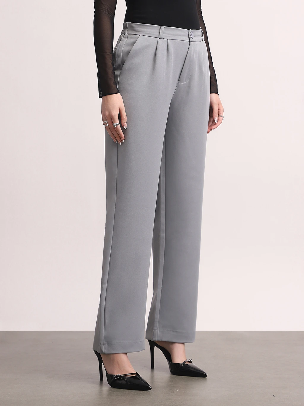 ₹1299 Women Loose Fit Light Blue Trousers Trendy Fashion Deal India