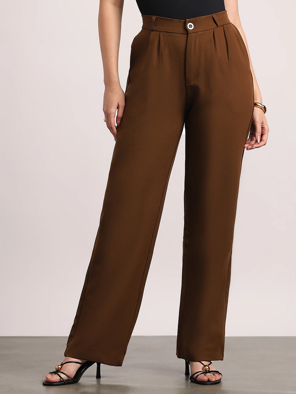 ₹1299 Women Brown Loose Fit Trousers Trendy Casual Fashion India