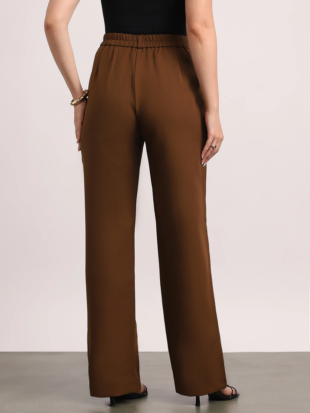 ₹1299 Women Brown Loose Fit Trousers Trendy Casual Fashion India