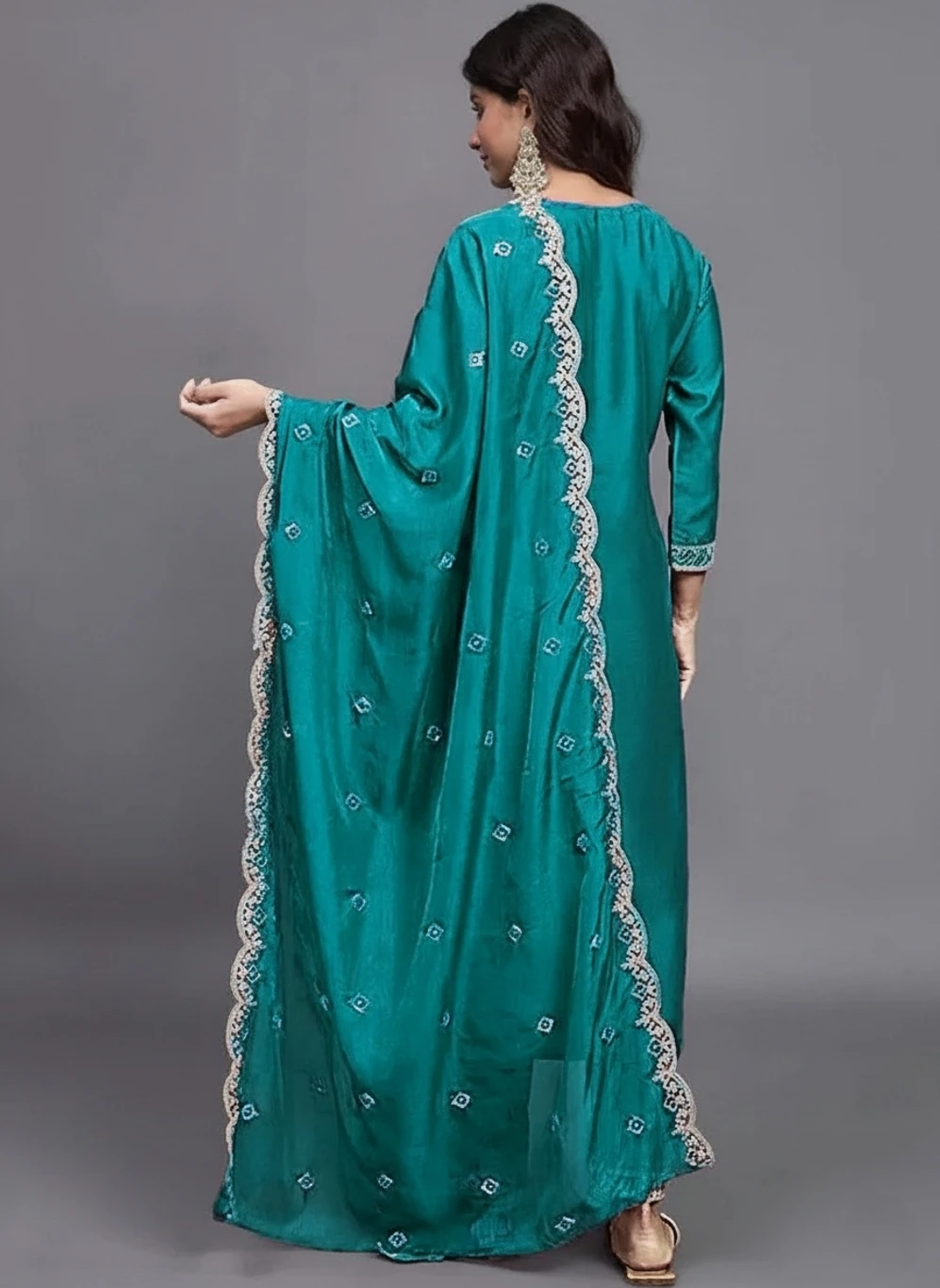 ₹778 Women Kurta Pant Dupatta Set Stylish Festive Wear India