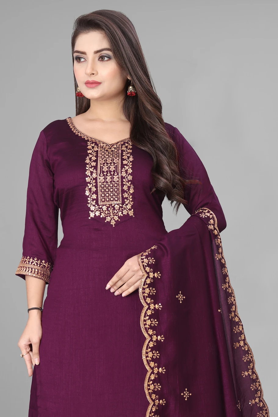 ₹756 Women Kurta Pant Dupatta Set Stylish Ethnic Outfit India