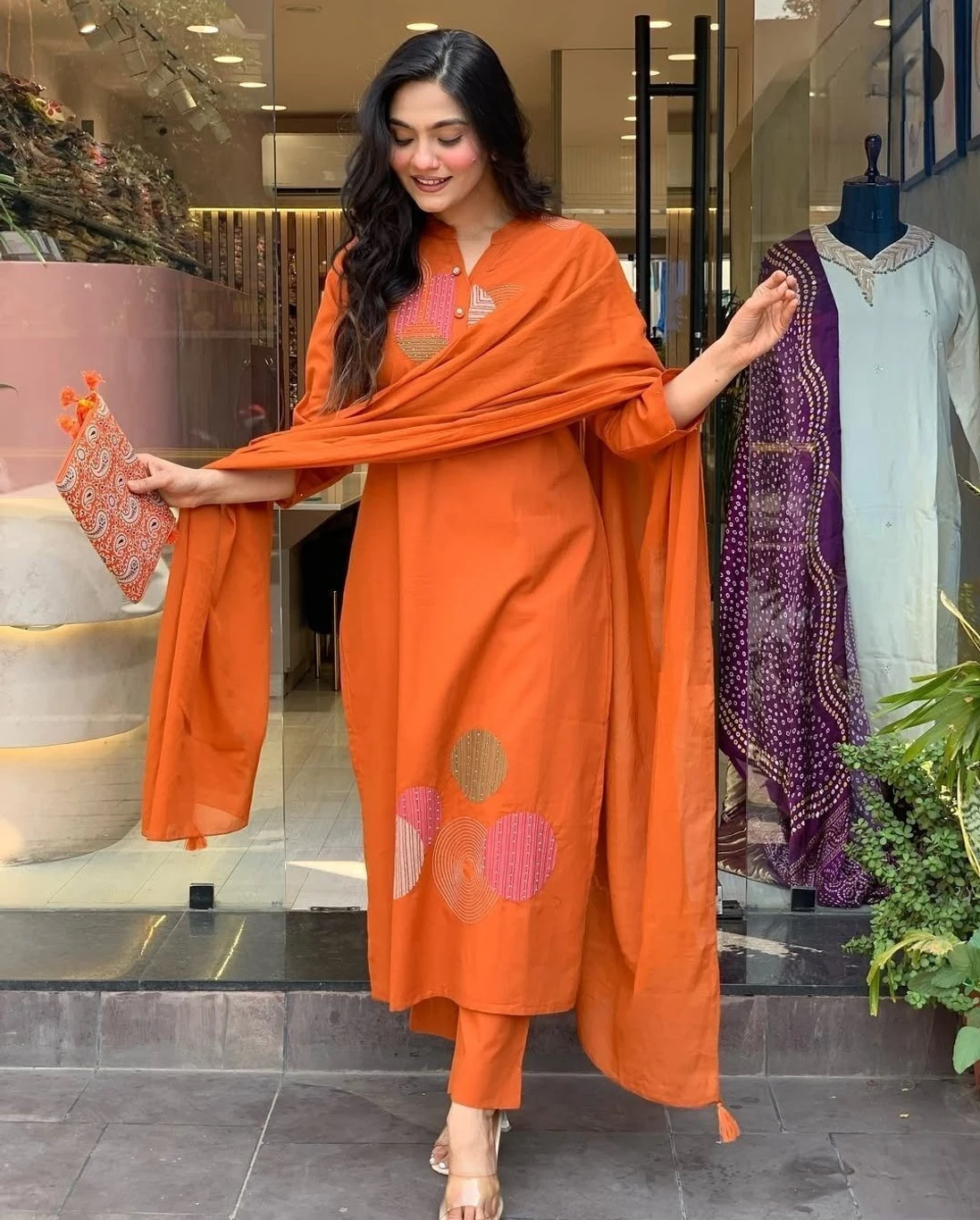 ₹838 Women Kurta Pant Dupatta Set Elegant Festive Fashion India
