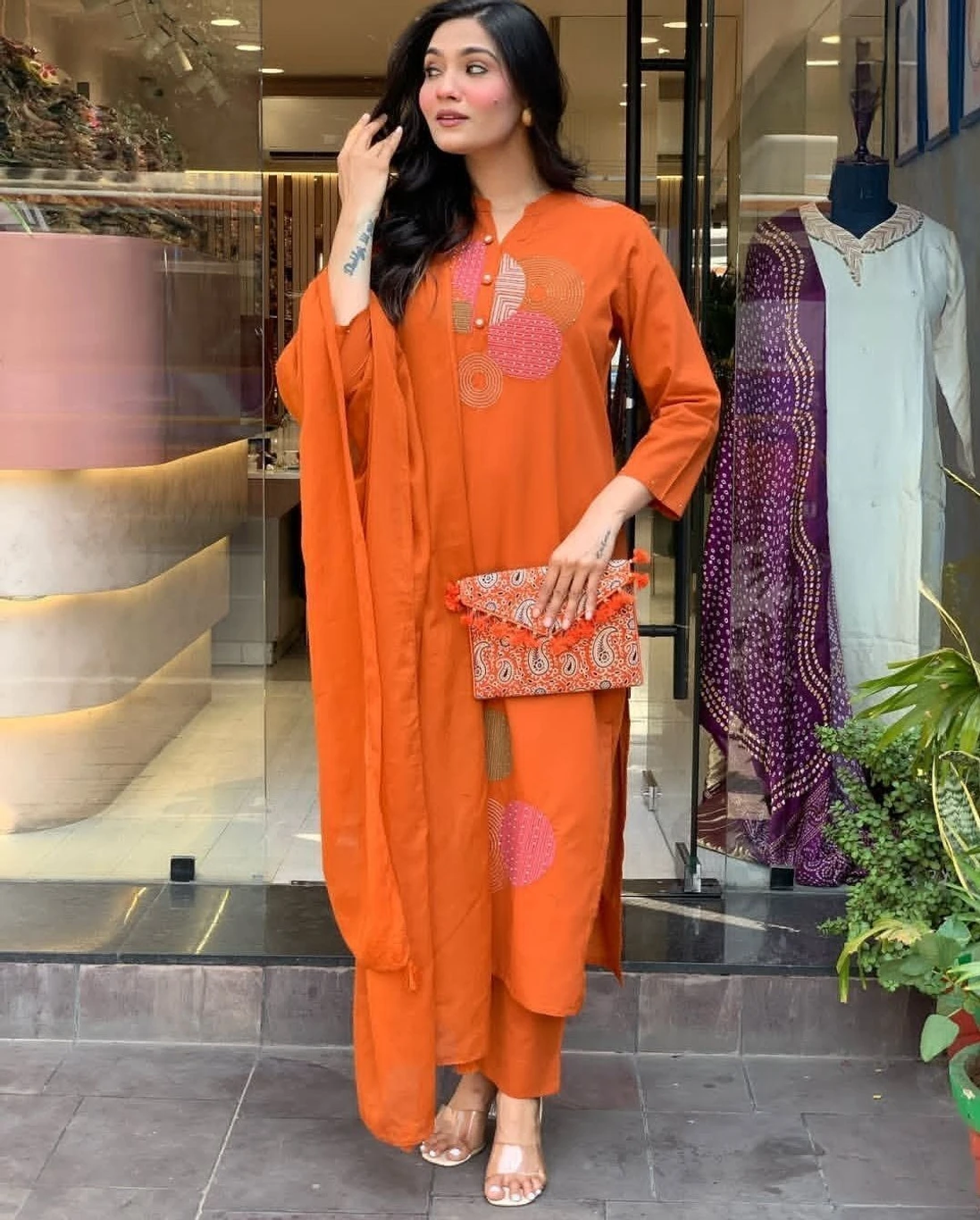 ₹838 Women Kurta Pant Dupatta Set Elegant Festive Fashion India