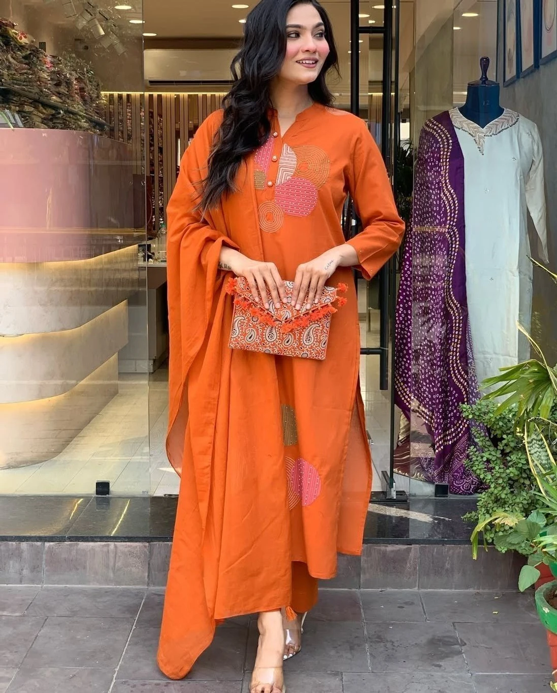 ₹838 Women Kurta Pant Dupatta Set Elegant Festive Fashion India