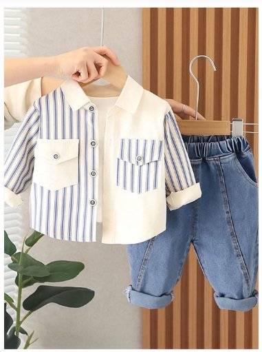 ₹639 Boys Striped Shirt With Trousers | Stylish Kids Clothing Set India