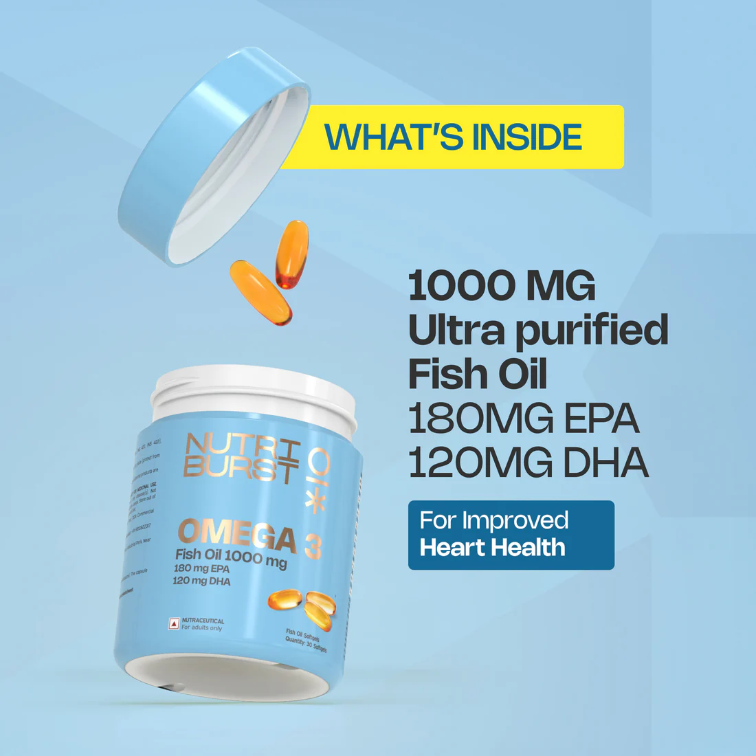 ₹599 Omega-3 Fish Oil Capsules for Daily Heart & Brain Wellness