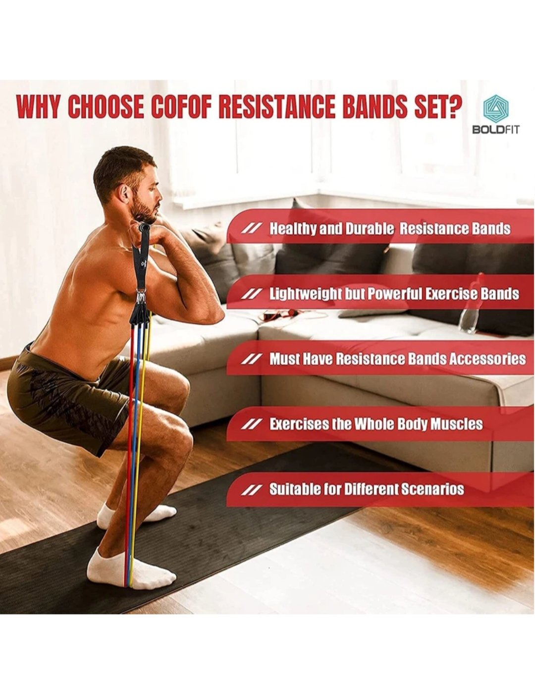 Boldfit Resistance Tube Set for Home Gym and Daily Fitness Training