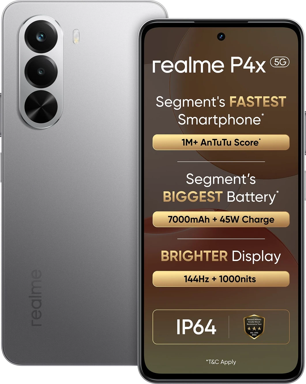Realme P4x 5G Matte Silver Phone for Gaming and Daily Multitasking