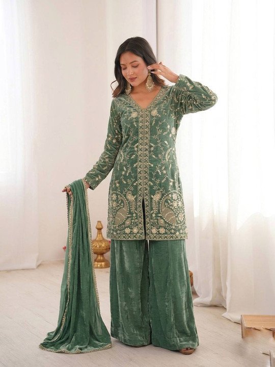 Jogmaya Fashion Embroidered Women Kurta Palazzo Dupatta Set Festive Ethnic Wear for Women Online