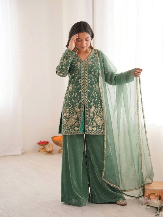 Jogmaya Fashion Embroidered Women Kurta Palazzo Dupatta Set Festive Ethnic Wear for Women Online