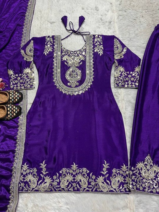 Embroidered Kurta Salwar Dupatta Set by Piludi