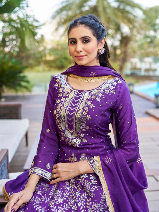Skyliner Embroidered Anarkali Set for Refined Festive Occasions