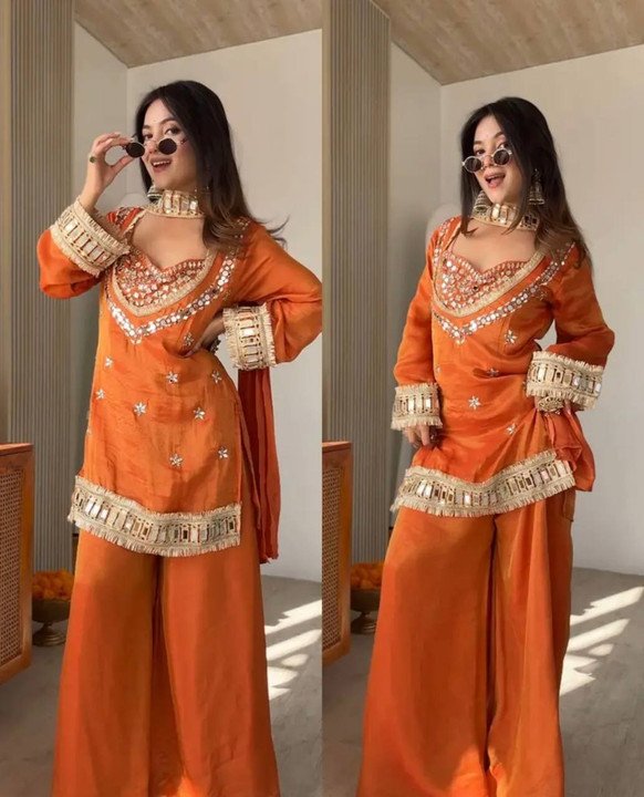 Rilloura Kurti Palazzo Dupatta Set for Graceful Festive Dressing