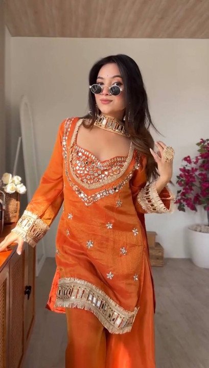 Rilloura Kurti Palazzo Dupatta Set for Graceful Festive Dressing