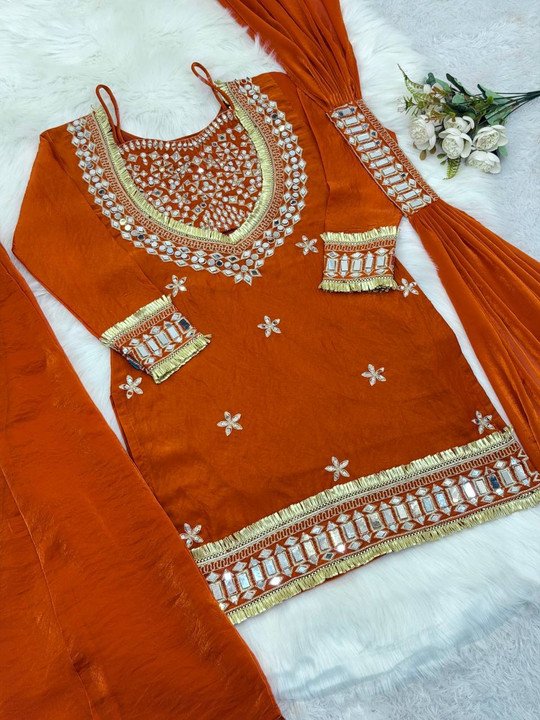 Rilloura Kurti Palazzo Dupatta Set for Graceful Festive Dressing