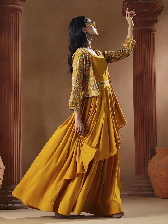 Madhuram Flared A-Line Gown for Elegant Party Plus Festive Wear