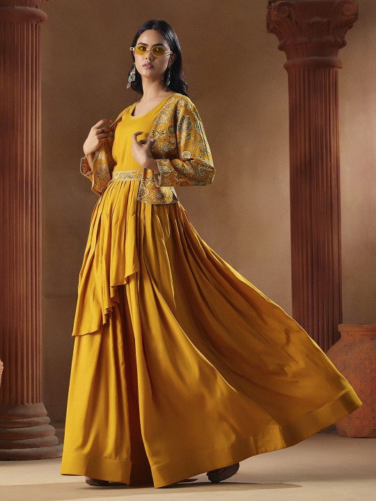 Madhuram Flared A-Line Gown for Elegant Party Plus Festive Wear