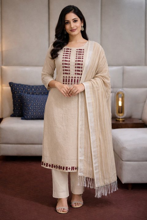M Textile Kurti Pant Dupatta Set for Everyday Festive Ethnic Wear