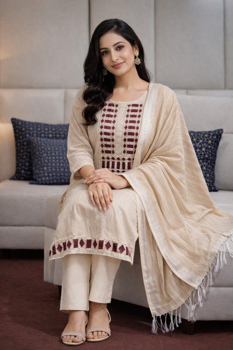 M Textile Kurti Pant Dupatta Set for Everyday Festive Ethnic Wear