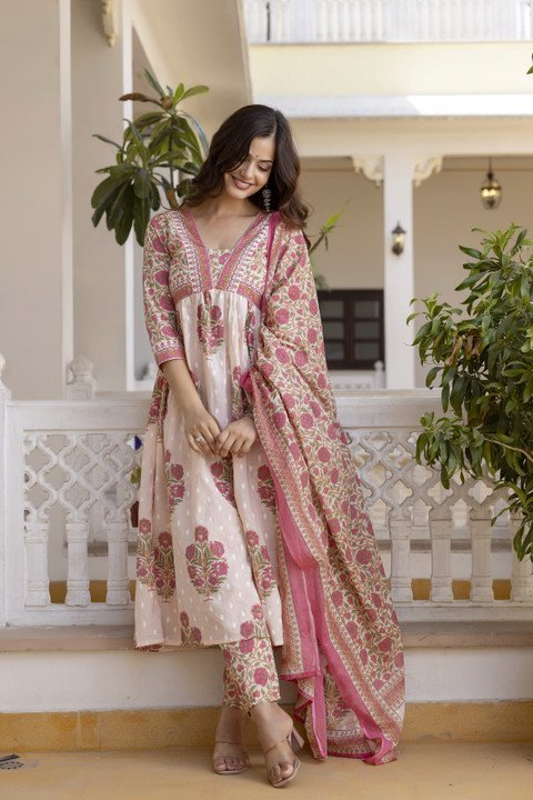 Saabhi Kurta Palazzo Dupatta Set for Graceful Festive Ethnic Looks