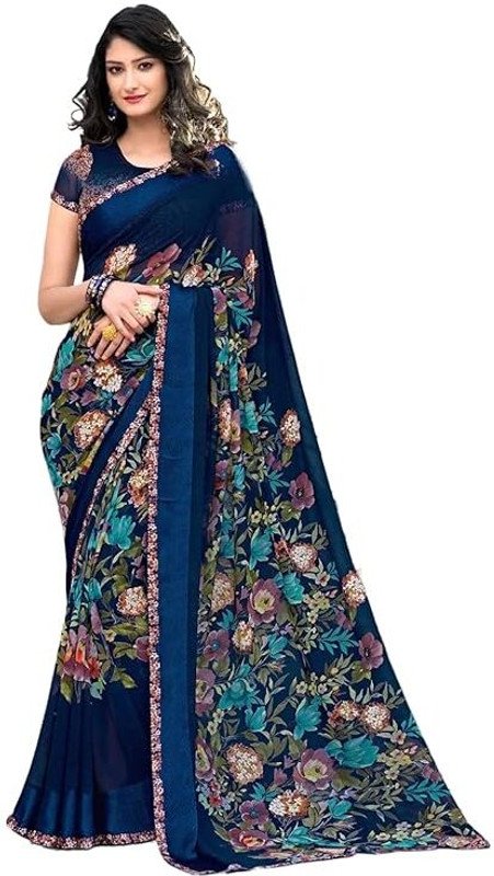 Kanooda Prints Georgette Saree at ₹298 for Daily Ethnic Styling