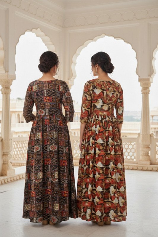 Kremiza Brown Orange Maxi Dress at ₹591 for Stylish Everyday Looks