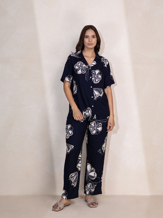 Tittli Blue Shirt Pyjama Set at ₹827 for Cozy Everyday Comfort