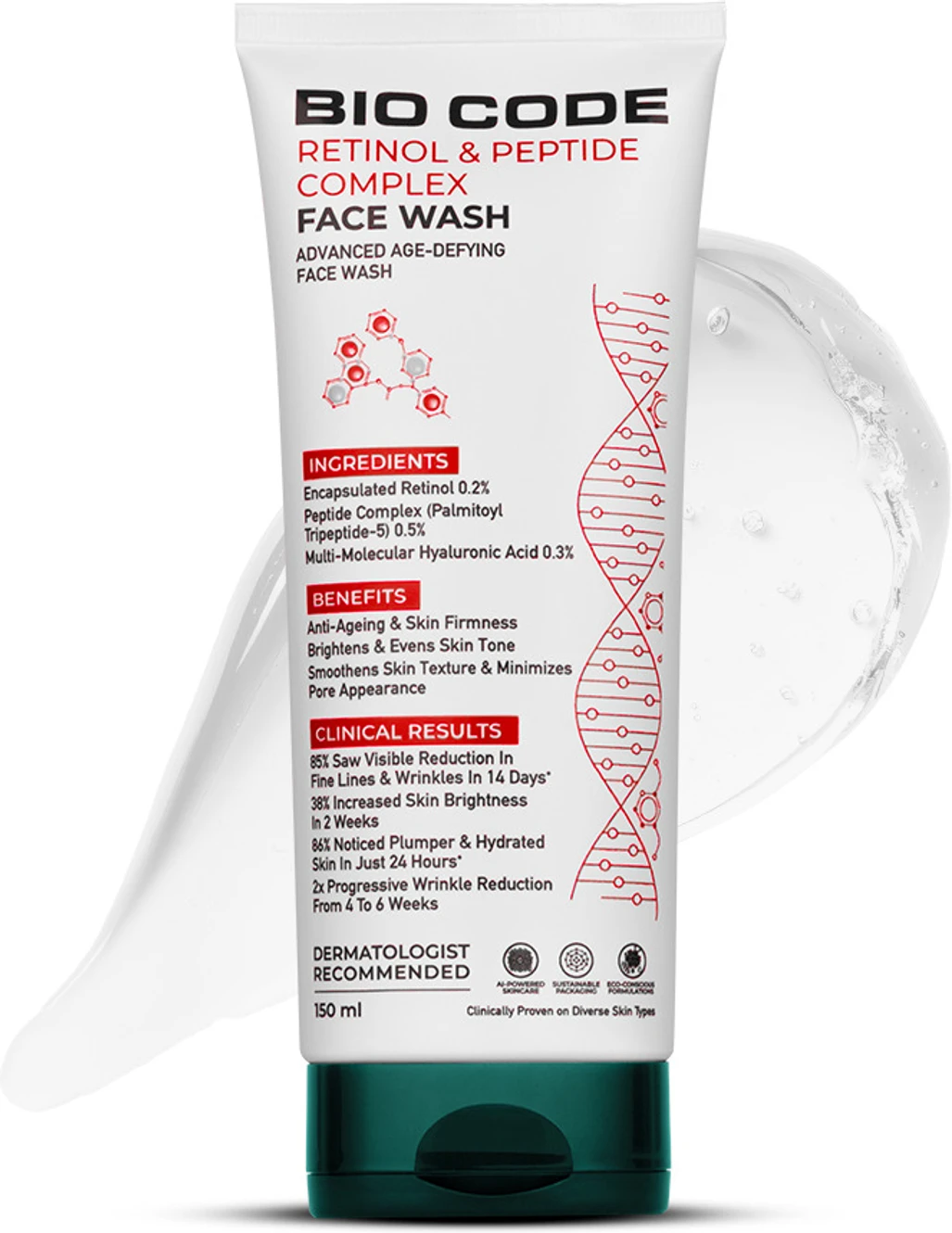 ₹699 Bio Code Retinol Peptide Face Wash for Advanced Skin Care