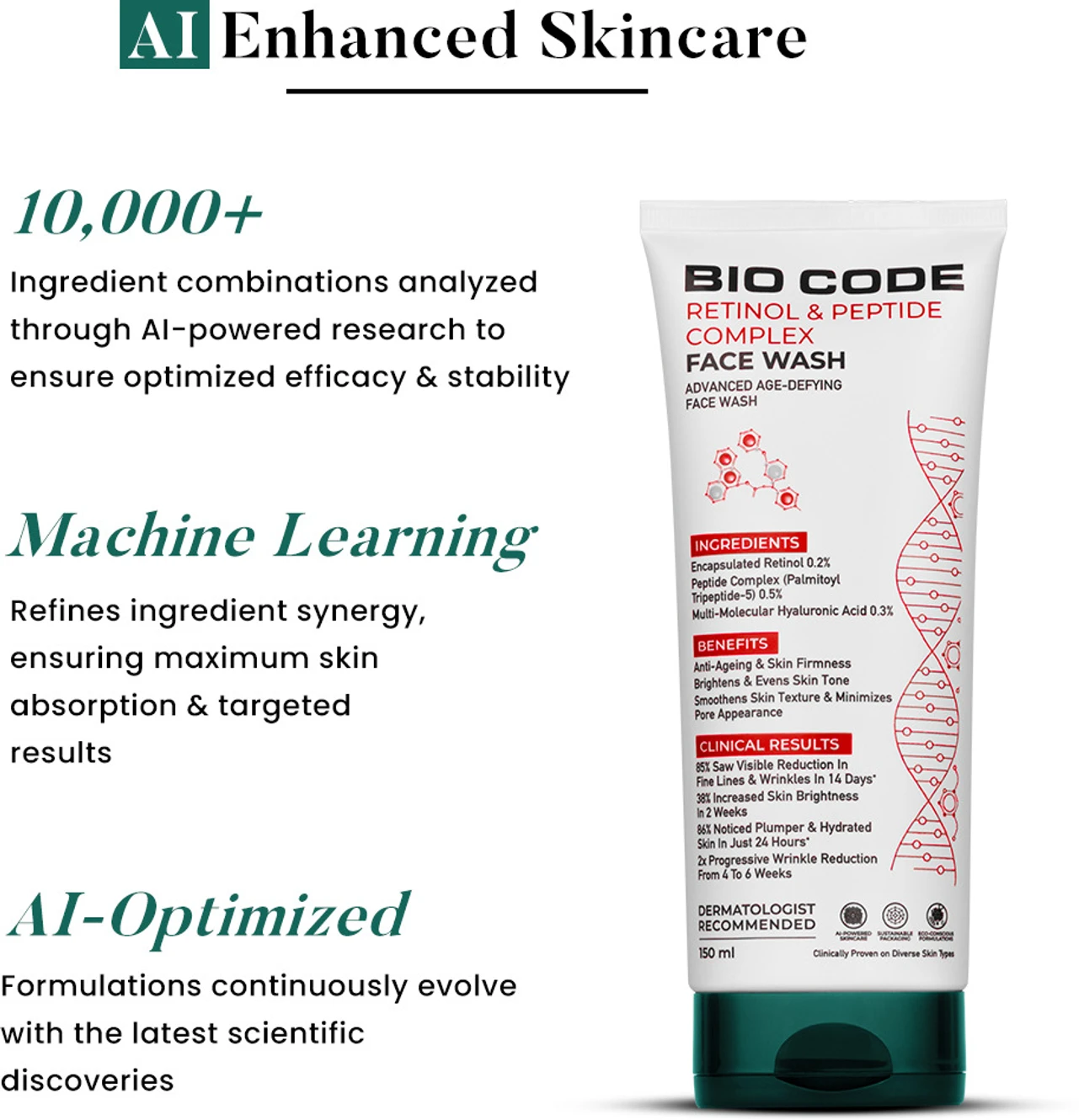 ₹699 Bio Code Retinol Peptide Face Wash for Advanced Skin Care