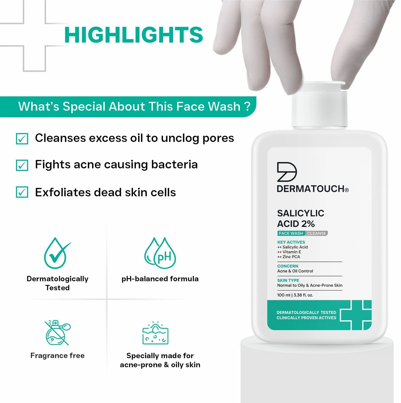 ₹236 DermaTouch 2% Salicylic Acid Face Wash for Oily Skin Care