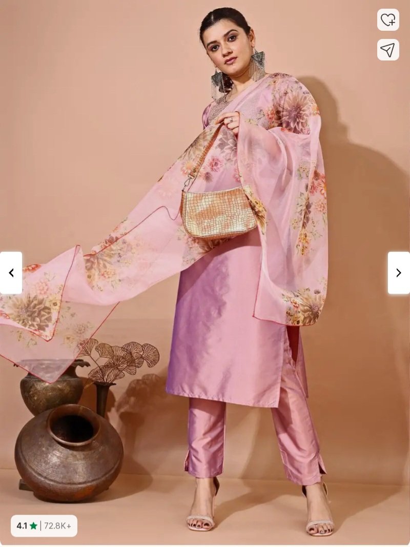 Women Art Silk Kurti Pant and Dupatta Set for Festive Daily Styling