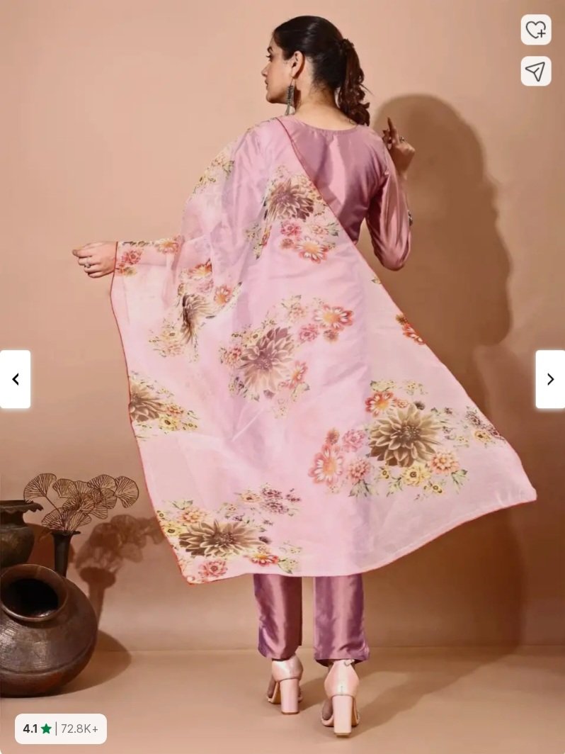 Women Art Silk Kurti Pant and Dupatta Set for Festive Daily Styling